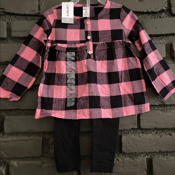 NWT Carters Girls 2-Piece Plaid Flannel Set - Picture 2 of 4